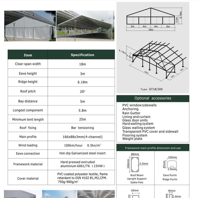 Carpa pequeña de gala con 18 m de luz