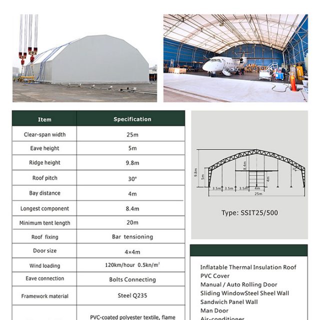 Carpa industrial con estructura de acero de 25 m de luz