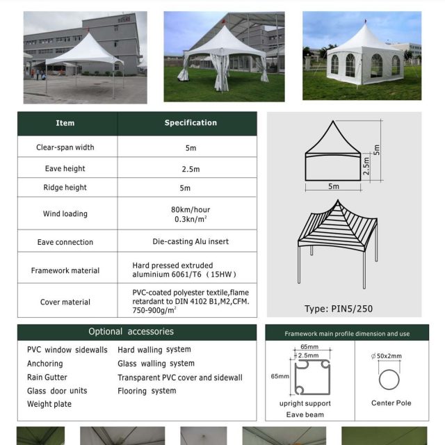 Carpa «Pinnacle» de 5 m de envergadura