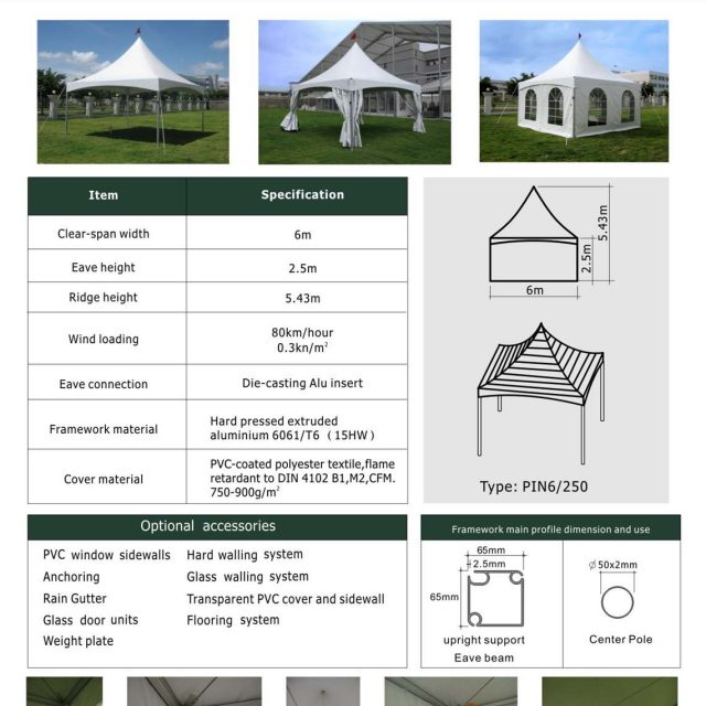 Carpa Pinnacle de 6 m de envergadura