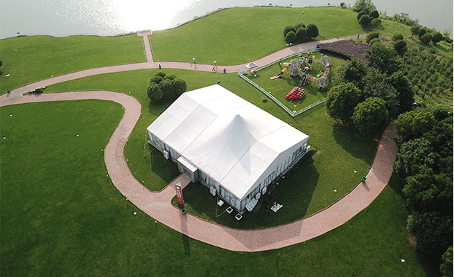 Large Tent Structure for Outdoor Events on Grassland