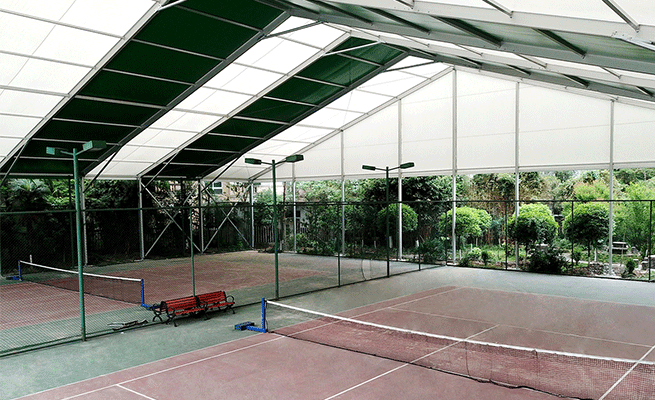 Vídeo de la carpa para tenis temporal y flexible