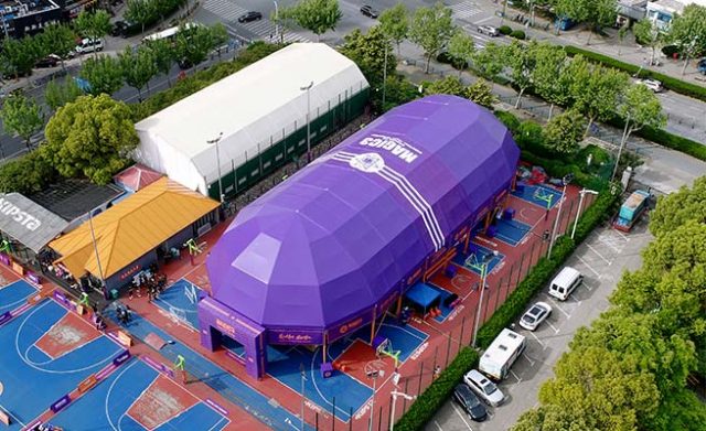 Carpa para eventos de 20 x 50, tipo pista de baloncesto cubierta