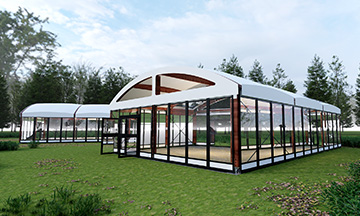 Carpa con estructura de madera